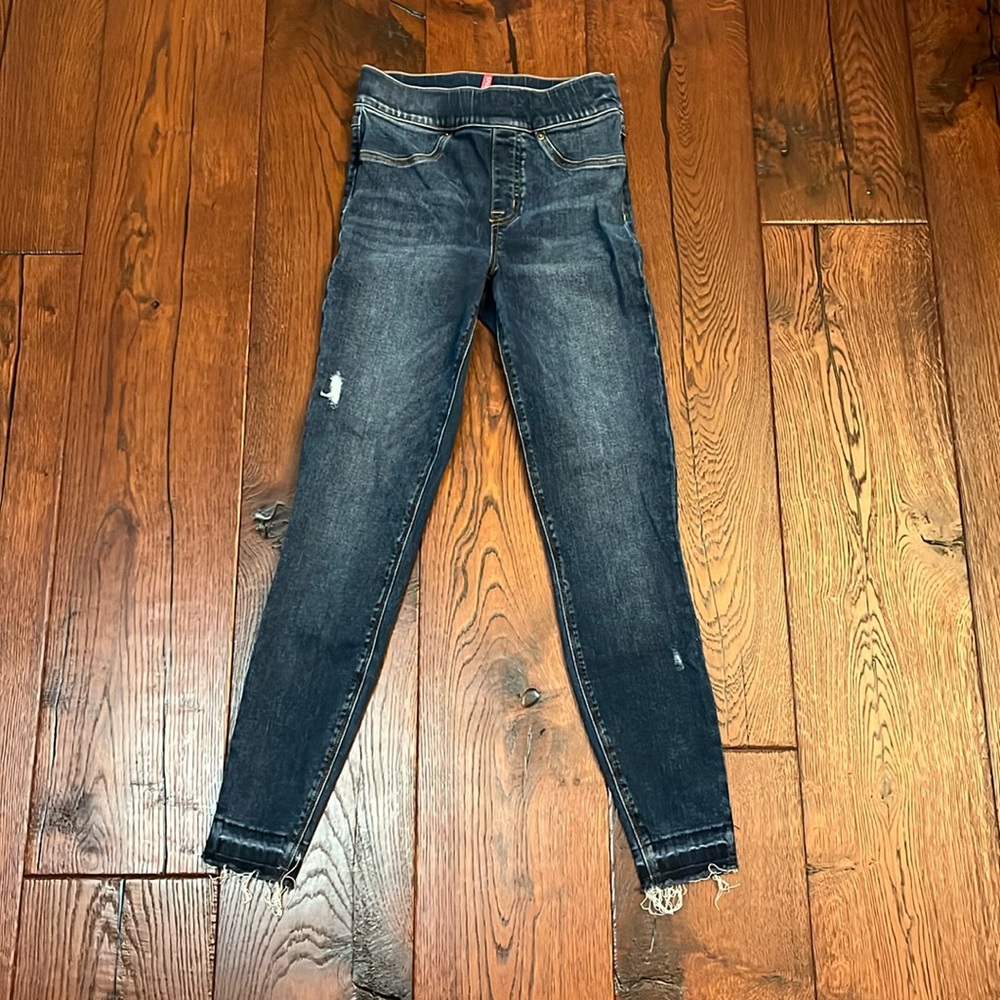 Spanx dark wash skinny jeans